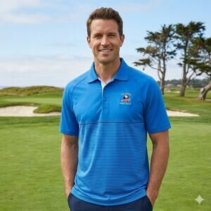 Cutter & Buck 2019 U.S. Open Pebble Beach Blue Golf Polo Shirt L